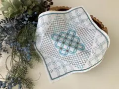 【154】　刺し子ふきん　《DROP》 完成品