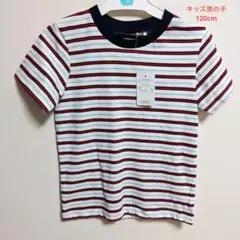 西松屋 キッズ 男の子 120cm ボーダーＴシャツ レッド✕水色✕ネイビー
