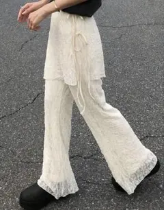 SHIEN レース レイヤードパンツ スカート取り外し可能