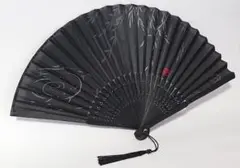 黒 笹柄 扇子 タッセル付き