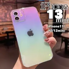 iPhone13miniオーロラレインボース虹マホケースハードケースクリア