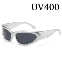 新品 UV サイバーパンクサングラス スクエアスタイル形 ストリート シルバー