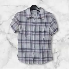 40【H&M】エイチアンドエム チェック半袖シャツ 綿100%
