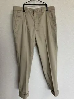 美品　メンズクロップドパンツ　センタープレス　足長　L ベージュ　チノパン