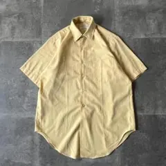 70s ARROW USA製 コットン半袖シャツ 無地 L 黄色 A246
