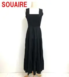 A5631 SOUAIRE ロングワンピース ノースリーブ 裏地あり 黒 M
