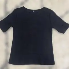 UNIQLO ボートネック　リブ　トップス　ブラック　Mサイズ