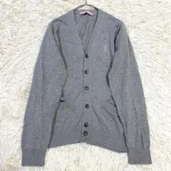 【美品✨】イーストボーイ 綿 カーディガン グレー ピンク女神 刺繍 9号