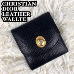 極美品 クリスチャンディオール レザー コインケース CD金具 ホック ブラック