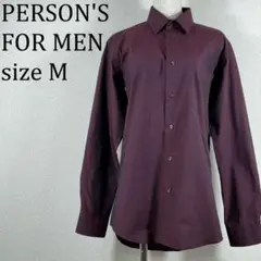美品 PERSON'S FOR MEN ワインレッド 長袖シャツ M【360】