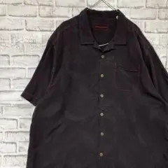 半袖シルクシャツ！アロハ　トミーバハマ　ブラウン2XL 72
