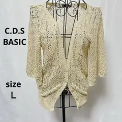 シーディーエス ベーシック / カーディガン ゴールド ラメ糸 L