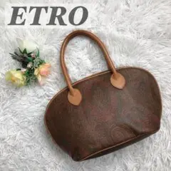 ETRO エトロ ペイズリー ハンドバッグ ヴィンテージ ブラウン レザー