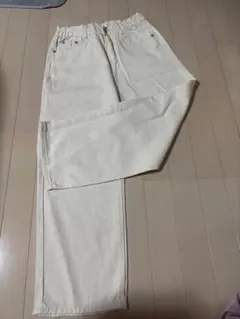 Mサイズ　白色 ストレートデニム ゴムウエスト