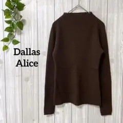 a982＊Dallas Alice リブハイネック　ブラウン　綺麗めカジュアル