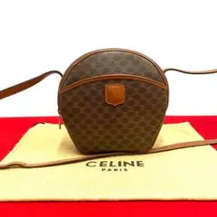 極 美品 セリーヌ マカダム ブラゾン レザー ミニ ショルダーバッグ 茶