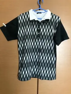 半袖 重ね着風 ポロシャツ 【LL】 黒 白 灰色 チェック