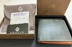 GRACIA グレー レザー 二つ折り財布