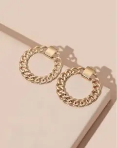 No.280 シンプルチェーンピアス 大ぶり 大きめ ゴールド カジュアル