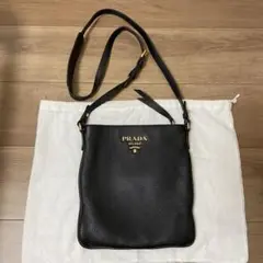 美品 プラダ 本革 オールレザー ミニ ショルダーバッグ ポシェット 正規品