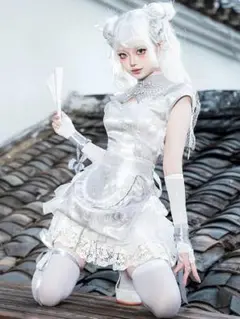 魅惑の花柄ミニドレス✿チャイナメイド風コスプレパーティー用