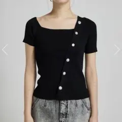 rienda アシンメトリービジューKnit TOP