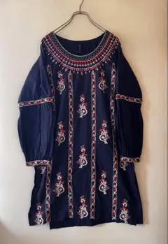 No.4269 US古着HARMONY 刺繍ネイビーワンピ L