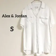 即購入OK✨Alex & Jordan【S】半袖シャツ ホワイト Ｖネック