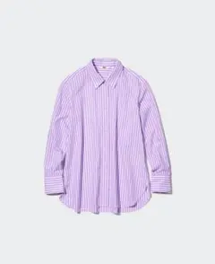 コットンストライプシャツ（長袖）　PURPLE