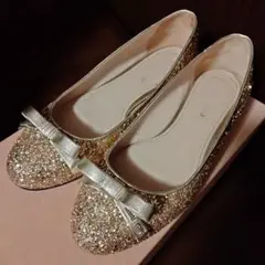 miumiu ゴールド キラキラ パンプス バレエシューズ
