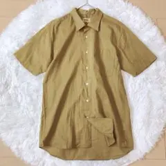 REGISTANCE MEN⭕️美品　半袖シャツ　無地　カーキ　麻混　高級感　L