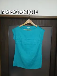 美品 NARACAMICIE ターコイズ ノースリーブ Tシャツ