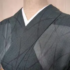単衣の着物　深緑色