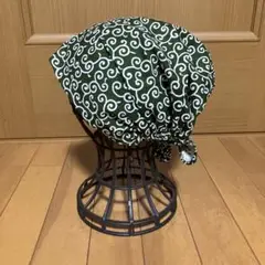 バンダナキャップ 緑色和柄唐草②