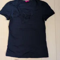 （値下げ）TO BE CHIC フリル付きネイビーTシャツ Mサイズ