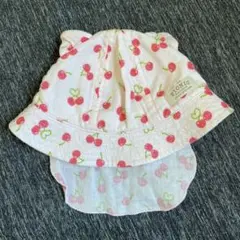 さくらんぼ　帽子　女の子　46cm 日よけ付き　夏　ピンク　チェリー　猫耳