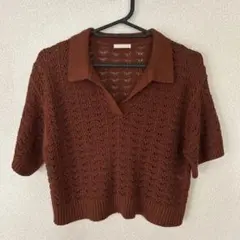 GU 透かし編みスキッパー　ポロセーター　S