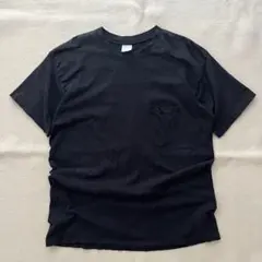 USA製 80s~ プレーンTシャツ　無地tee 黒 ブラック XL スミ黒　耳