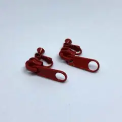 【新品・送料無料・即購入OK】赤のジッパー(ファスナー／チャック)イヤリング