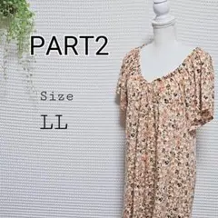 Part2 ハンカチーフスリーブ 花柄 半袖チュニック LLサイズ