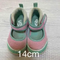 メリージェーンシューズ 14cm ピンク/グリーン