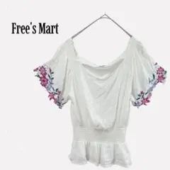 フリーズマート フラワー刺繍 2wayチュニック オフショルダー ホワイト