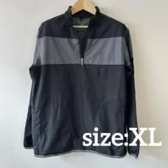 NIKE GOLF ハーフジップ ナイロンジャケット風 黒/灰のバイカラー XL