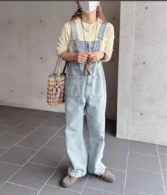 フロントジップデニムサロペット