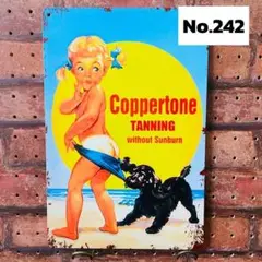コパトーン Coppertone 日焼け止め《242》ブリキ 看板 レトロ風 ☻