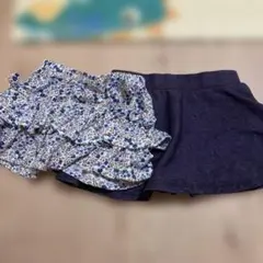 花柄フリル付きスカート・デニムスカート