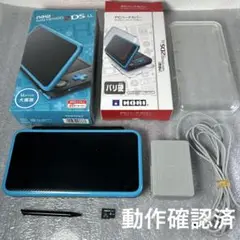 【箱付】Newニンテンドー2DSLL 本体ブラック×ターコイズ 充電器セット