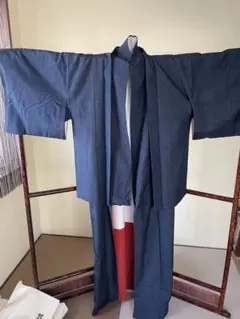 紺色 紬 アンサンブル