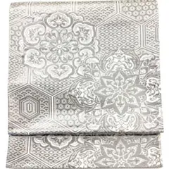 ［4757］袋帯 プラチナ二重箔 華紋亀甲 六通 正絹 着物 フォーマル