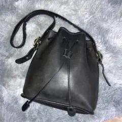 極美品 オールドコーチ 巾着 ショルダーバッグ 黒 グラブタンレザー